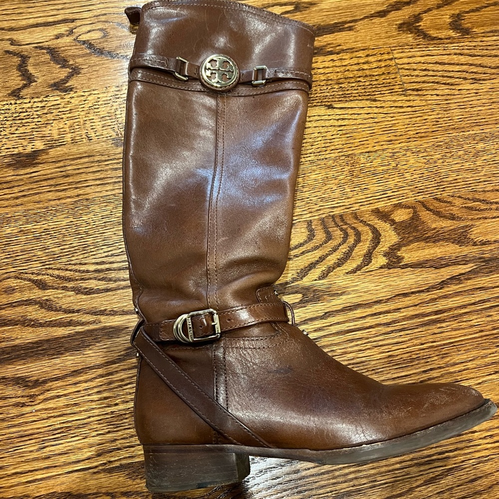 Tory Burch Brown Leather Riding Boots